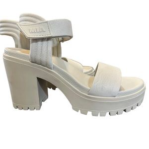 MIA Ivelisse Platform Heel Sandal Off White Vegan Suede Upper Women's Size 7.5